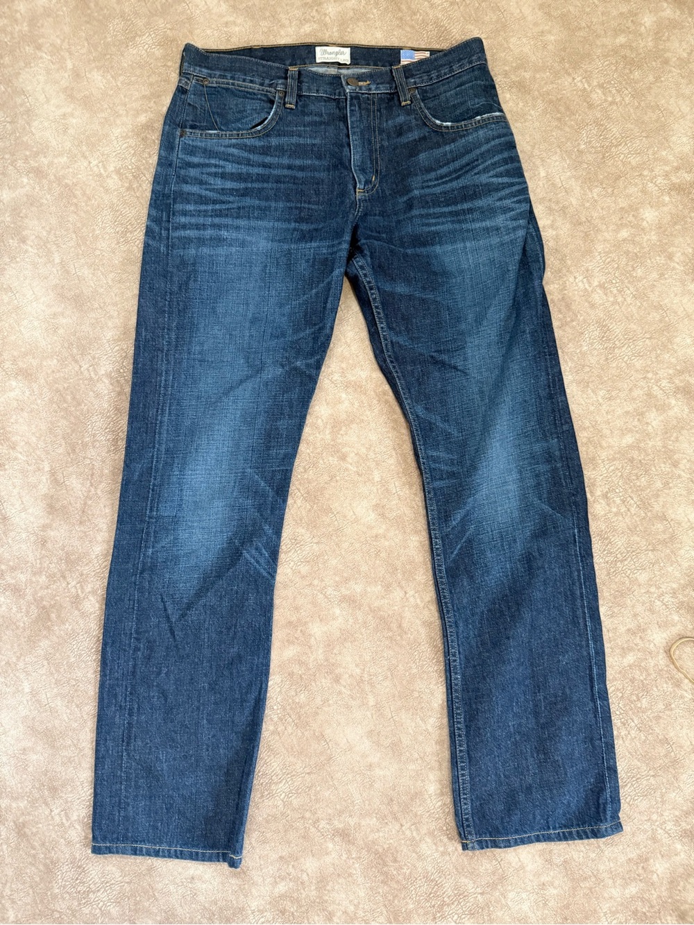 Rare Wrangler Made in USA Straight Leg Jeans 33x34 100% Cotton